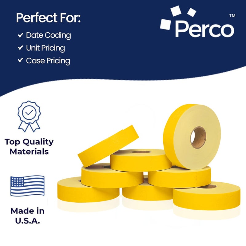 Perco Yellow Pricing Labels for Monarch 1131 Price Gun - 1 Sleeve, 8 Rolls, 20,000 Price Marking Labels - with Ink Roll Included - Image 4